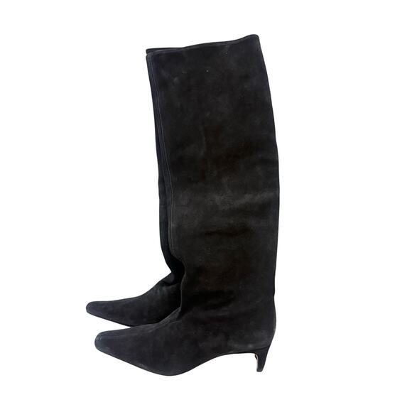 NEW STAUD Wally Black Suede Leather Tall Boots EU 36.5 US 6.5 Square Pointed Toe - Picture 1 of 6